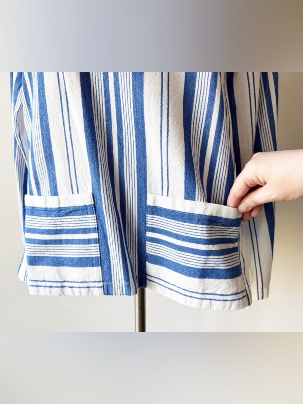 A.P.C. Beachy Blue and White Striped Long Sleeve Top - Picture 8 of 14